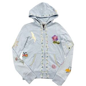 Vintage Y2K Lucky Brand Embroidered Zip Up Hoodie XS
